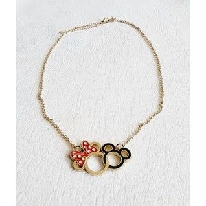 JCM Disney MICKEY and MINI MOUSE  Enamel Pendant Necklace